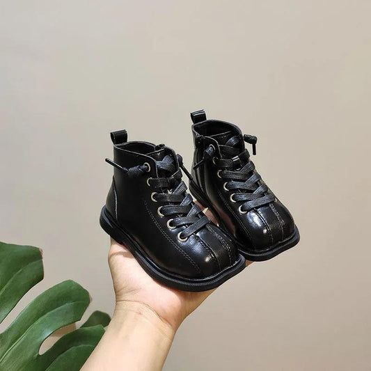 Children's Martin Boots Girls and Boys Winter Autumn Solid Color Single Boots British Style Children Casual Short Boots