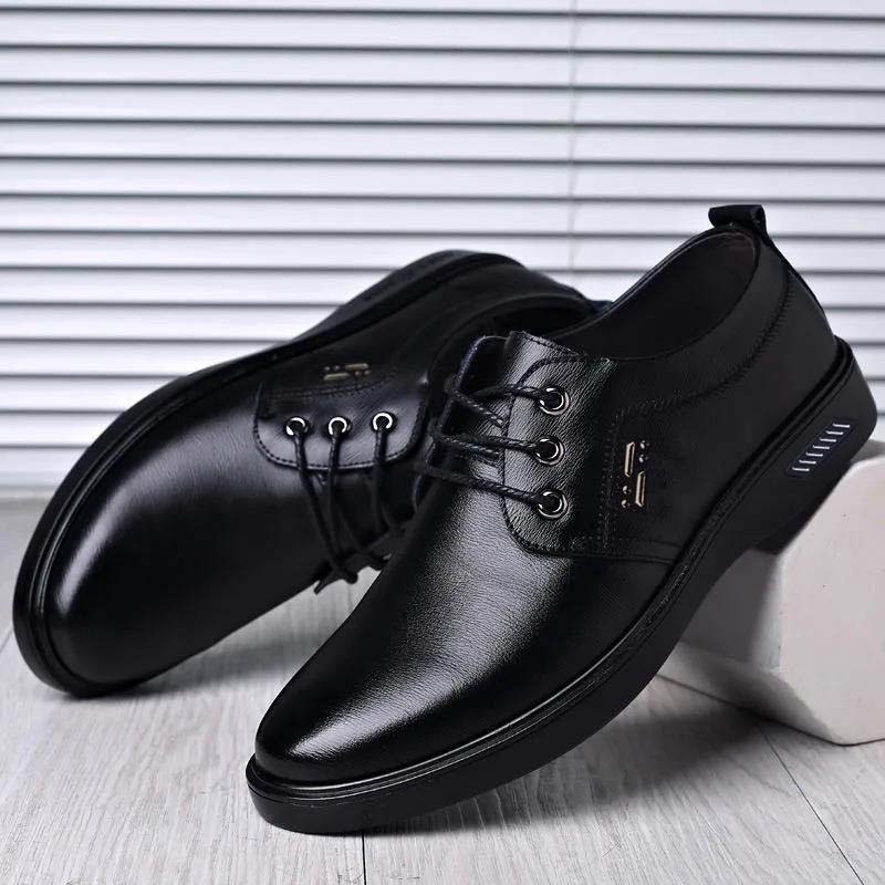 Men's Leather Shoes Breathable Soft Bottom Youth Business Casual All-match Shoes