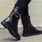 Autumn and Winter Martin Boots Men Plus Velvet Outdoor High-top Black Pu Leather Boots Vintage Work Boots