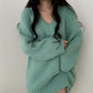Loose V-neck Loose Sweater Women's Spring and Autumn Clothes Are Thin and Versatile Mid-length Lazy Style Sweater Sweater Top Oversizedsweater