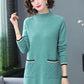 Autumn and Winter Mid-length Loose Dress Thickened Half High Neck Knitted Base Skirt Simple Casual Women Sweater Dress