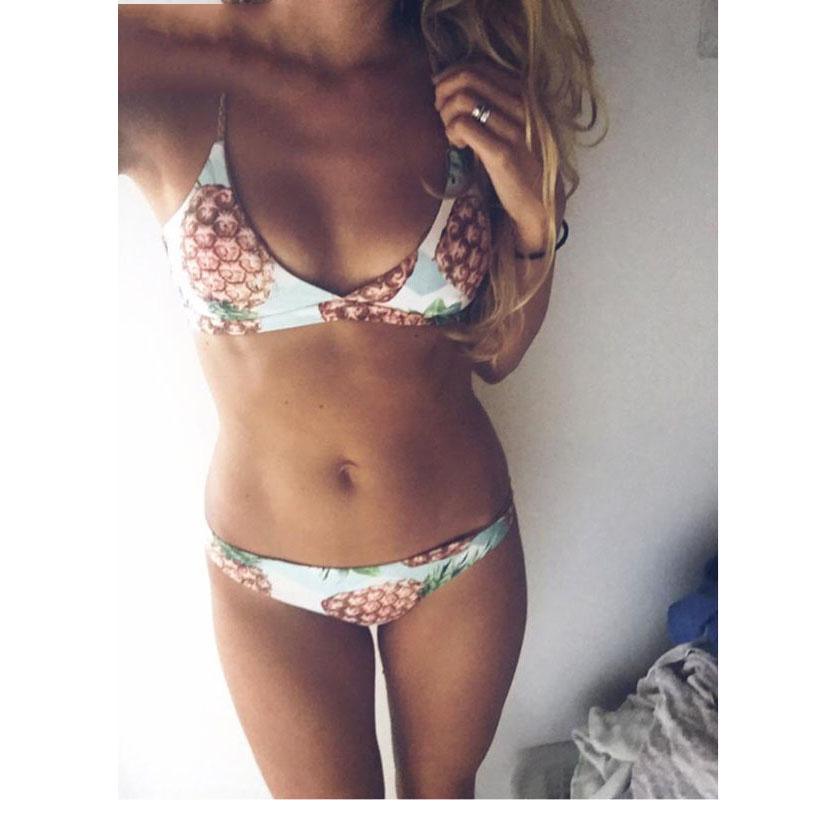 WTEMPO Fashion braided rope pineapple strap bikini sexy split swimsuit swimsuit
