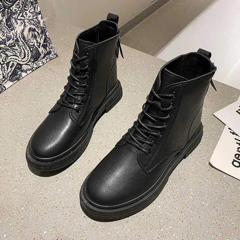 Martin Boots Female British Style 2021 Spring and Autumn New Lace-up All-match Single Boots Retro Flat-bottomed Motorcycle Short Boots