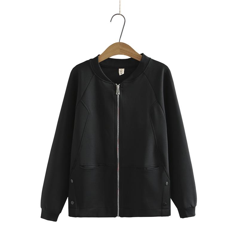 Plus Size Women's Autumn New Knitted Zipper Sweater Casual Stand Collar Jacket