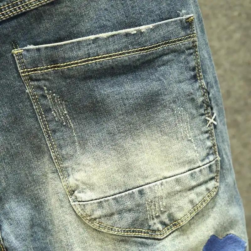 Men's Ripped Jeans Spring, Summer and Autumn Thin Section Trend Wild Embroidery Trousers Slim Pants