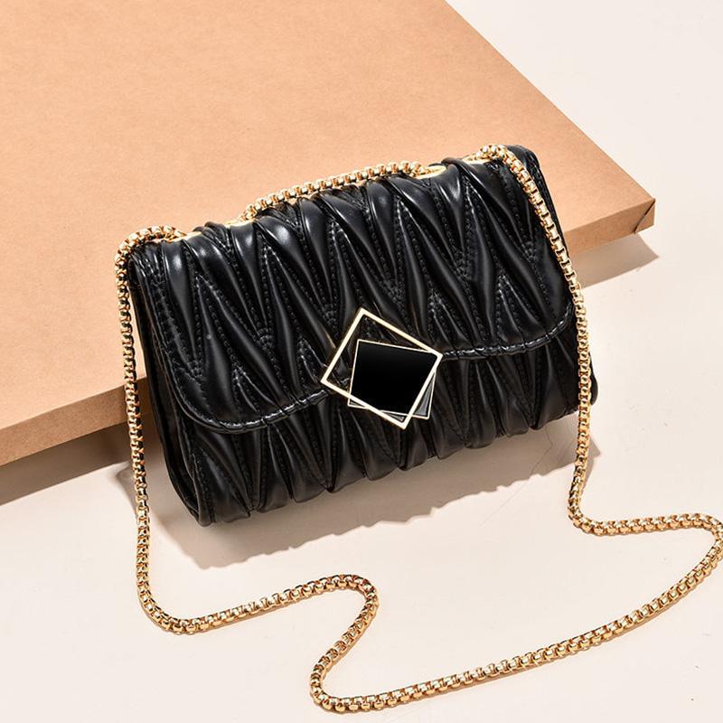 Textured Fold Female Bag Fashion One-shoulder Messenger Bag Wild Chain Small Bag Trend