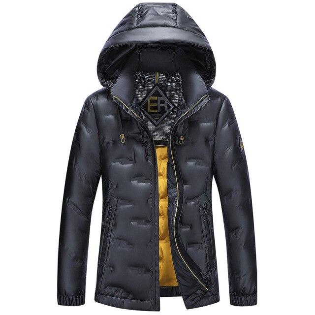 White Down Jacket Men's Thick Winter Hooded Warm Parka Coat Waterproof and Windproof