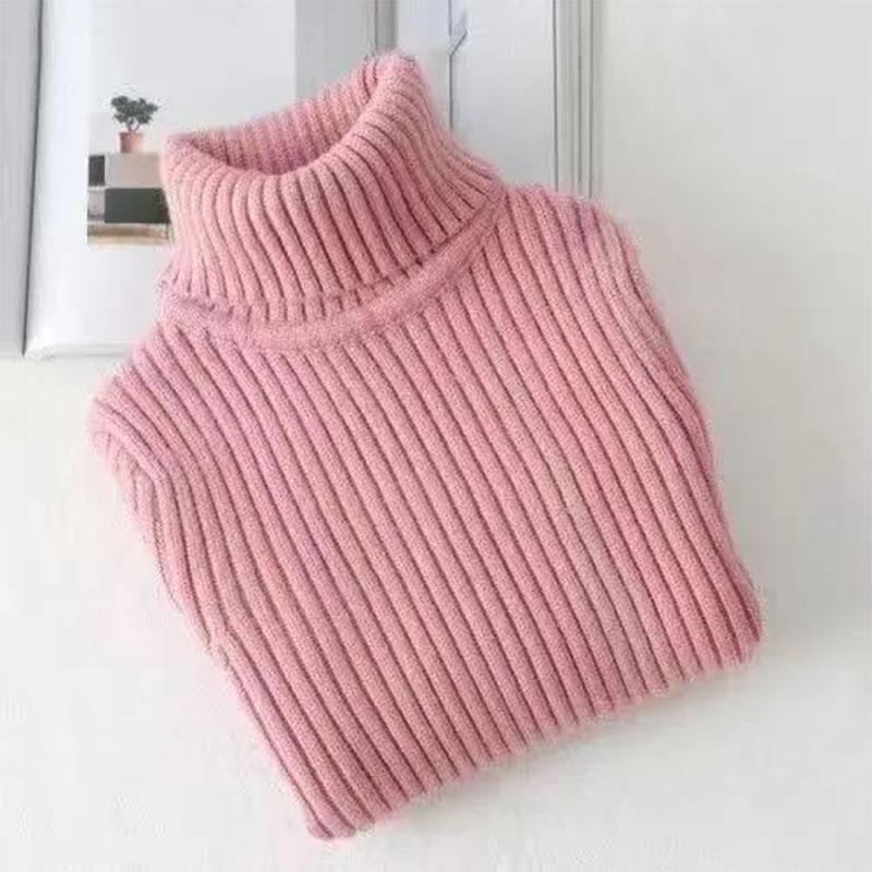 High-neck Knitted Sweater Boys Girls Autumn Winter New Without Velvet Plus Thickening Small Medium Large Children's Bottoming