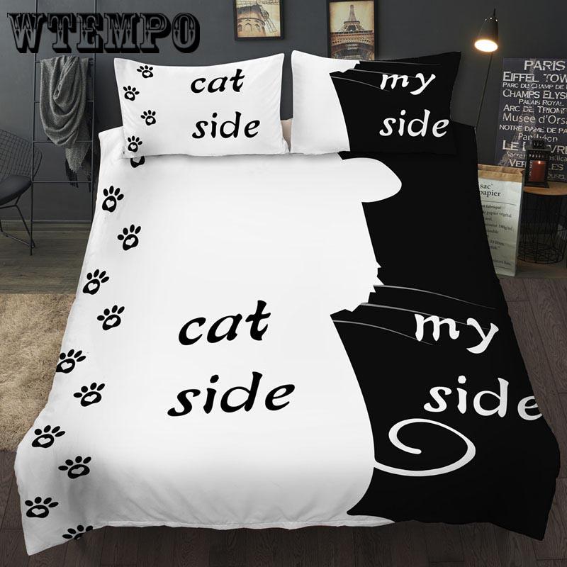 Black and white pattern 3pcs black and white minimalist style bedding set