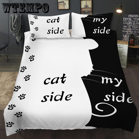Black and white pattern 3pcs black and white minimalist style bedding set