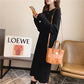 Round Neck Vertical Sweater Women Long Pullover Knit Tops Winter Bottoming Dress Knitted Lady