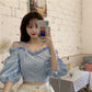 Women - on Shoulder Shoulders Short Solid Color Strap Waist Summer New Korean Design Sense