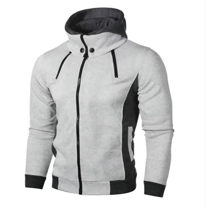 Zipper Men's Top Spring and Autumn Casual Fleece Coat Bomber Jacket Scarf Collar Fashion Hooded Men's Clothing Slim Hoodie