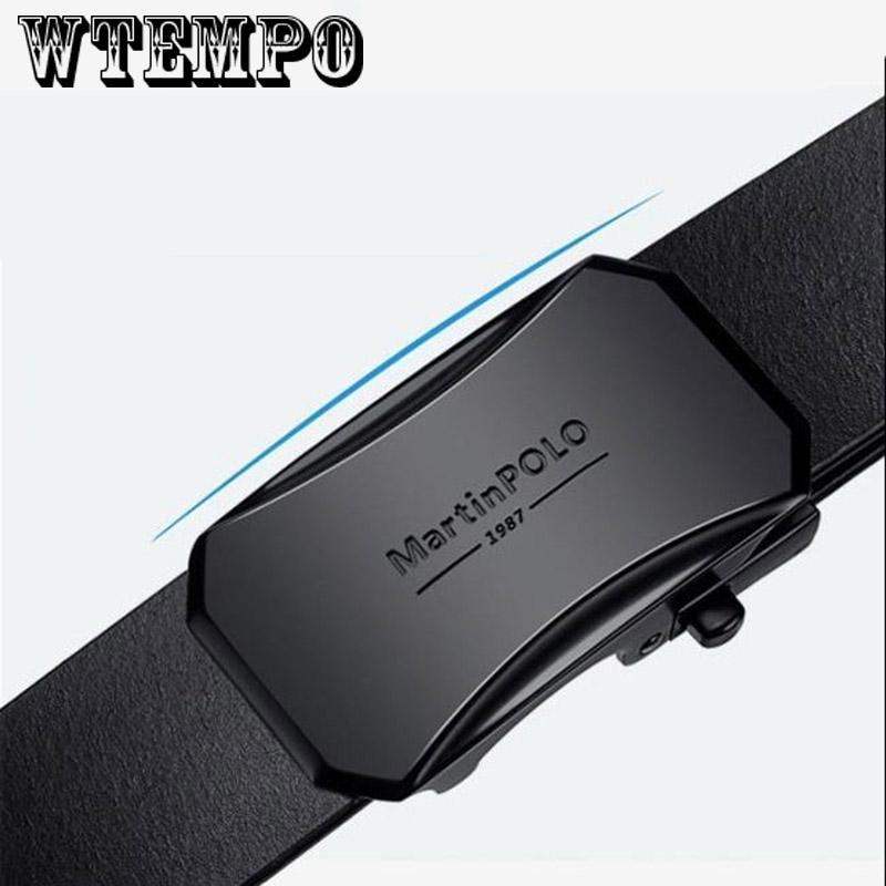 Father's Day Gift Men's Leather Belt Automatic Buckle with Smooth Casual Business Belt