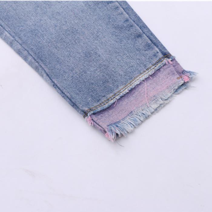 Girl Boy Loose Jeans Spring and Autumn Wear Korean Style Hole Children's Medium Children's Color Jeans Pants