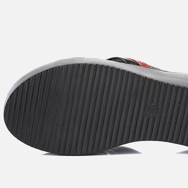 Female Large Size Soft Sole Middle Heel Slippers Women Summer Thick Wedge Heel Fish Mouth Outerwear Slippers