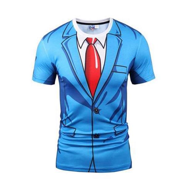 Half-sleeve Clothes Summer Men's Round Neck Short-sleeved T-shirt Top 3D Creative Art Print T-shirt