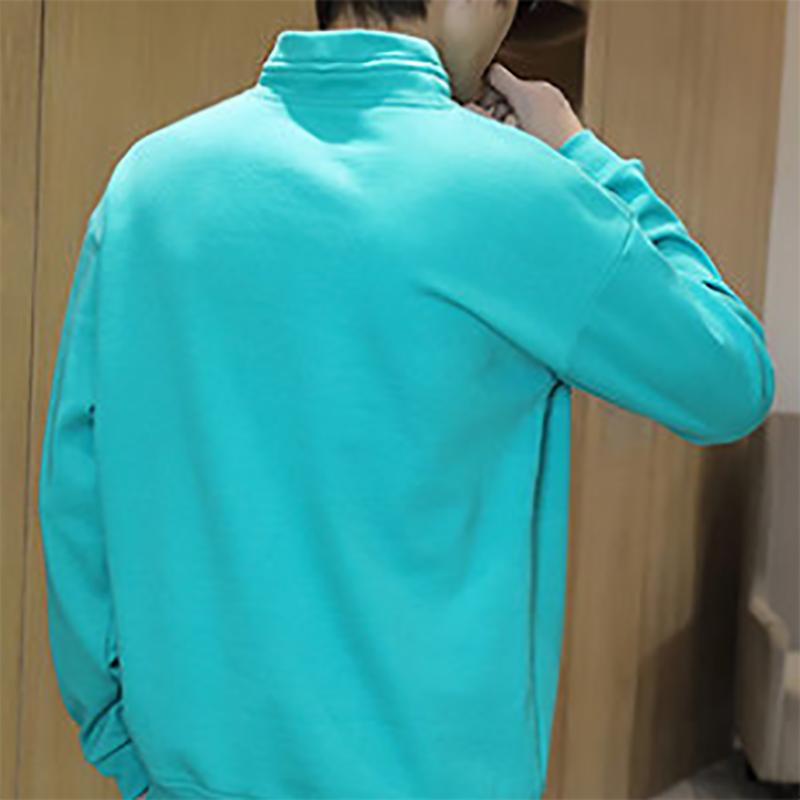 Plus Velvet Padded Sweater Men's Autumn Pure Cotton Half-high Neck Long-sleeved Sweatshirts