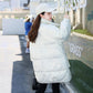 Women's Winter Korean Loose Quilted Coat Warm Stand-collar Down Jacket Women's Glossy Mid-length Down Jacket