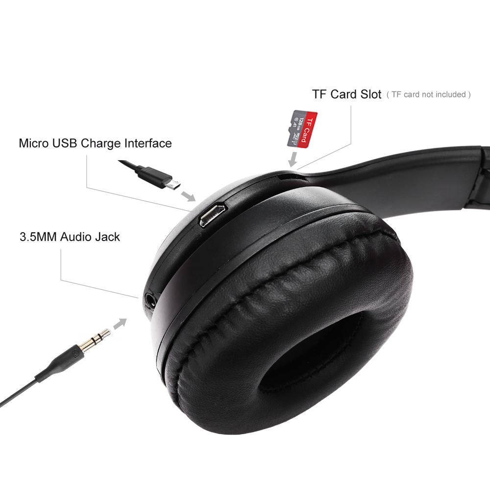 Wireless Headset Bluetooth Foldable Earphone with Mic FM Radio Strong Bass Music For Phone Pad PS4