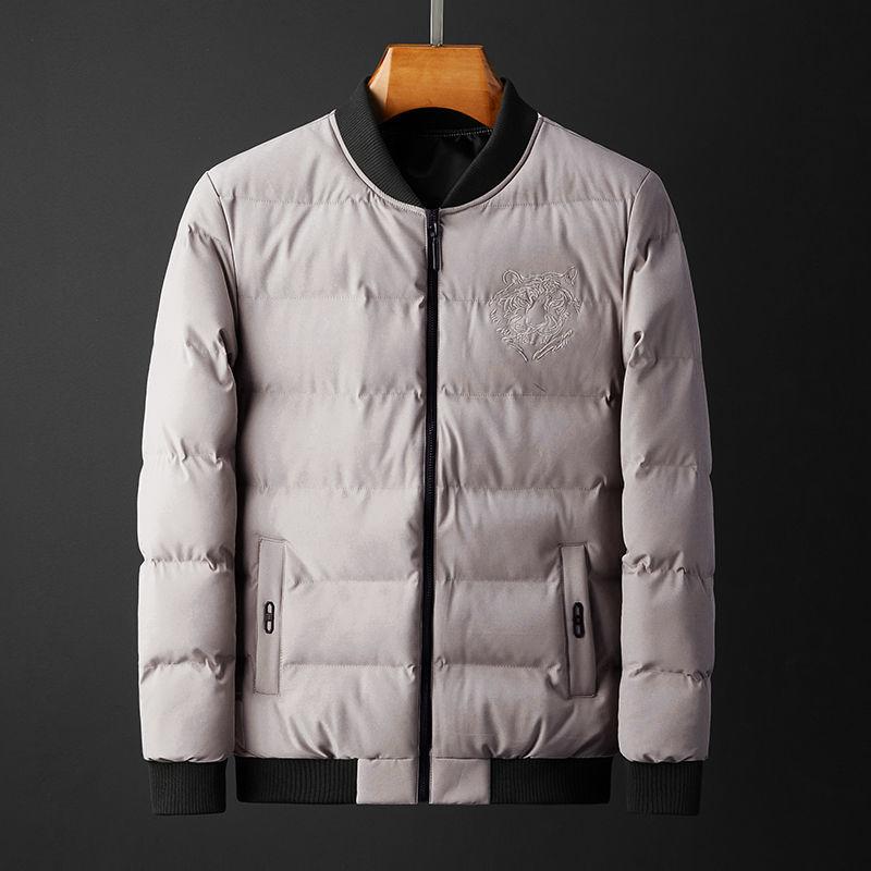 Cotton Jacket Men's Winter Cotton Clothes Young and Middle-aged Men's Winter Clothes Short Padded Jacket Winter Thick Men's Embroidery Tiger