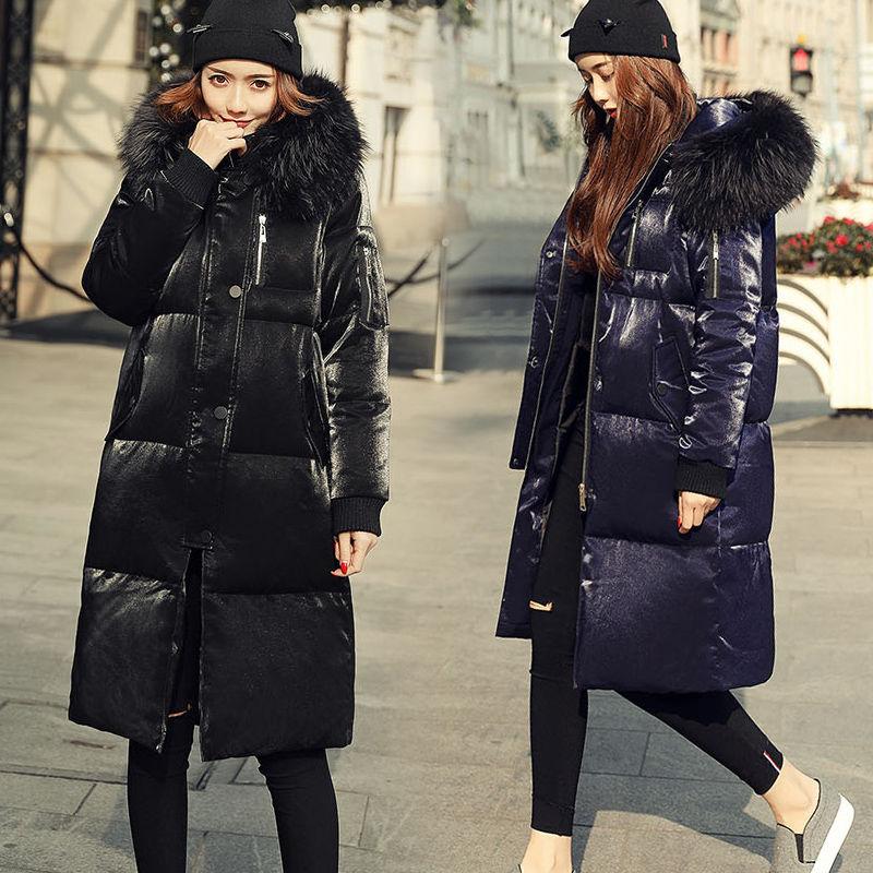 Bright Face Big Fur Collar Winter Coat Thick Mid-length Down Jacket Women