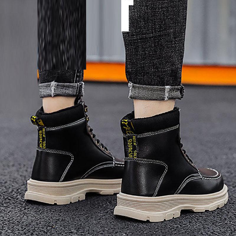 Martin Boots Men's Winter British Style Korean Tooling Shoes Wild Warm Men's Boots Plus Velvet High-top Cotton Shoes Trend Military Boots
