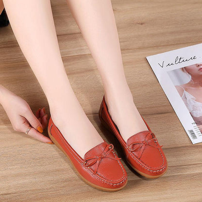 Women's Leather Shoes Single Shoes Tendon Sole Comfortable Work Shoes Non-slip Shoes Flat Casual Shoes Soft and Comfortable