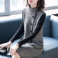 Autumn and Winter Knitted Dress Women's Long-sleeved Lace Stitching Slim Mid-length Pullover Sweater Outwear