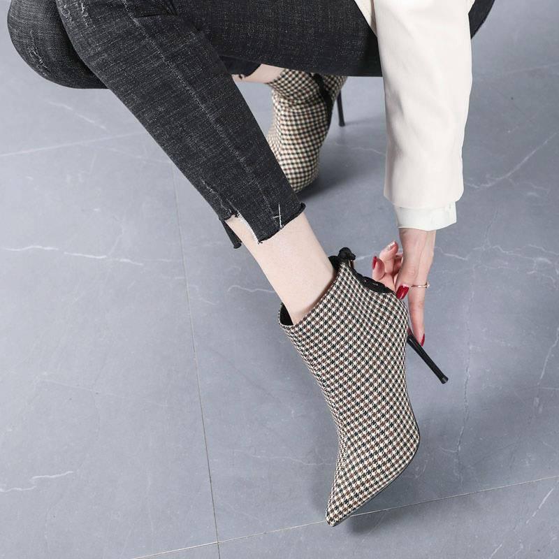 Fashion Boots Autumn Winter Pointed Martin Boots Female Stiletto High Heel Boots Straps Women's Boot