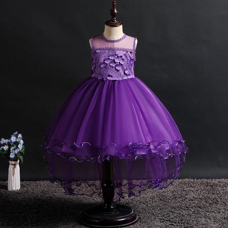 Children's Dress Princess Short Front and Long Performance Costume Girl Net Yarn Tail Skirt Student Performance Costume