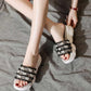 35-40 Summer Women All-match Shiny Slippers Outdoor Pearl High Heels Sandals Bohemian Beach Wear-resistant Non-slip Slippers Wedge Platform Sandals