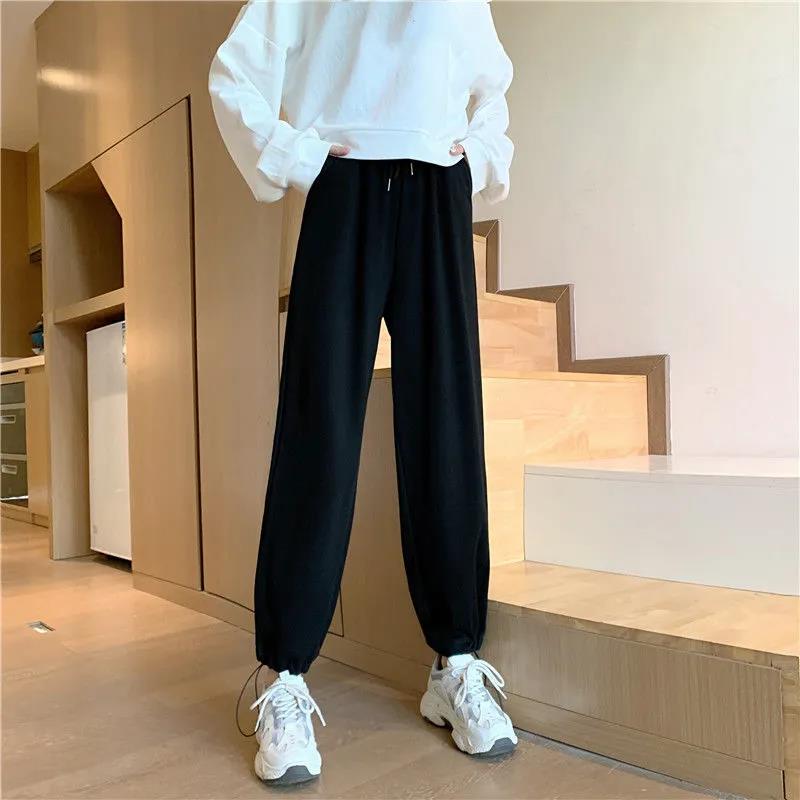 Drawstring Drawstring Pants Female Student Ins Harajuku Style High Waist Straight Casual Wide-leg Sports Harem Pants