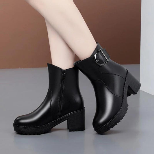 Fur Boots Women Winter Shoes High Heels Black Ankle Booties Platform Chunky Boots Fashion Luxury boots Female
