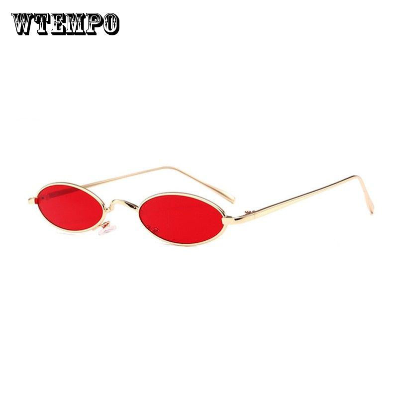 WTEMPO Retro Harajuku Elliptical Sunglasses Women Red Sunglasses Europe Small Box Ins Glasses