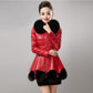 Women's Leather Coat Thickened Warm Fur Coat Winter Slimming Faux Sheepskin Coats with Fox Fur Collar Female Overcoat Outerwear
