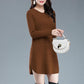 Autumn Winter Knit Casual Dress In Pure Color Long Sleeve Bottom Skirt Simple Middle-aged Women Wool Dress