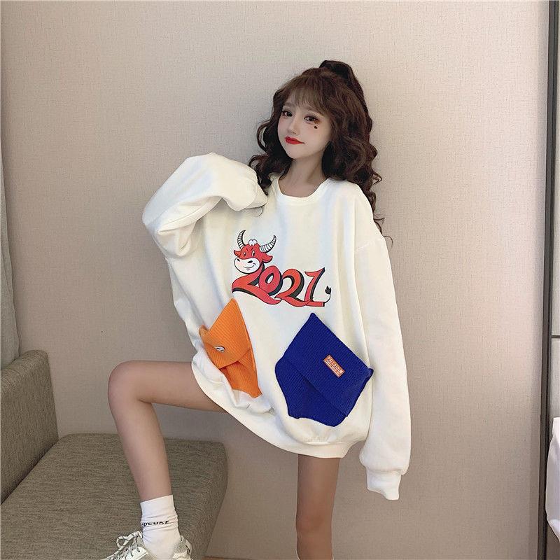 Fashion Student Contractions Female Sweater Large Size Fat MM Long Sleeve T-shirt Top