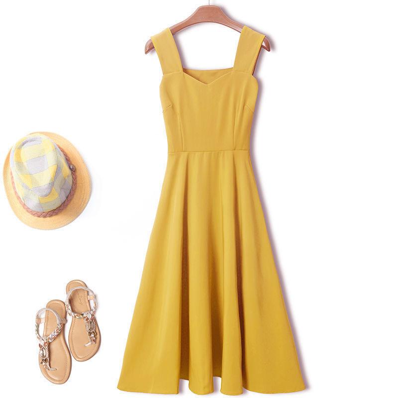 Fruit Green Dress Waist and Thin Fashionable and Versatile Retro Sling Multi-color Optional
