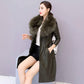 Winter Women's Coat Keep Warm with Fur Fox Collars Slim Female Leather Jacket  Plus Size Overcoat