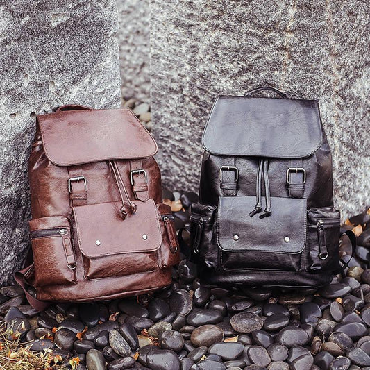 Multifunction Leather Backpack Male Bag Fashion Waterproof Travel  Laptop Backpack Men