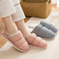 Cotton Slippers Women Thick Fleece Plus Size Couple Winter Shoes Black Plat Non Slip Men Slides