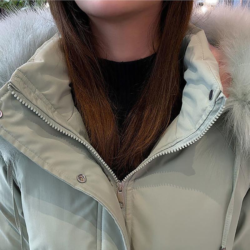 Winter Jacket Fashion Harajuku Fleece Warm Hooded Fur Collar Coat Black Oversized 2021 Autumn New Women Jackets Down Coats