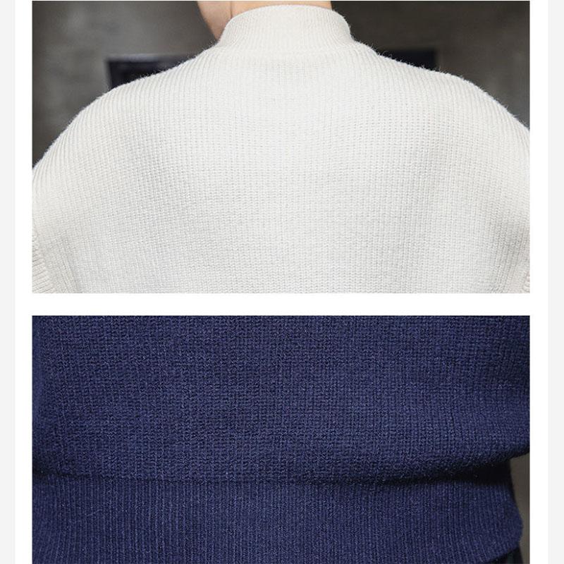 Autumn and Winter Sweater Trend Knit Sweater Round Neck Men's Thick Solid Color Base Shirt
