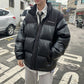 Loose and Thick PU Leather Cotton Jacket Men's Winter Korean Style Trendy Stand-up Collar Short Bread Suit Cotton Jacket Ins