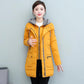 Mid-length White Duck Down Jacket Women Fashion Self-cultivation Knit Hat Fake Two-piece Winter Jacket
