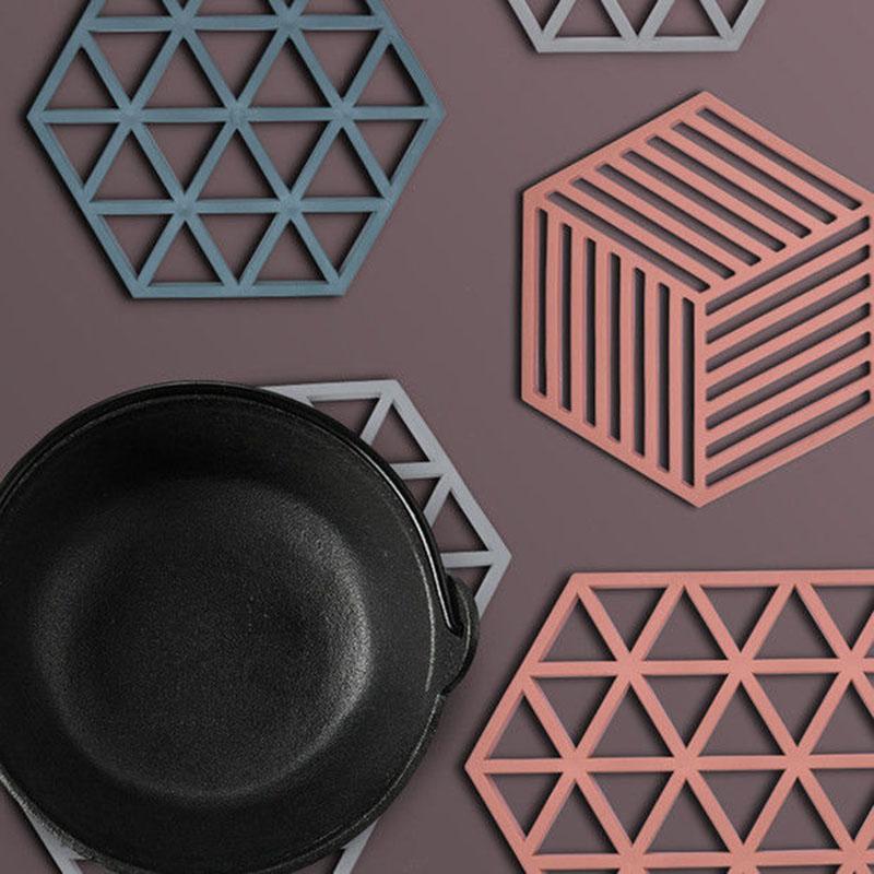 1/2/4/8pcs Household Geometric Shape Silicone Coaster High Temperature Resistant Table Mat Insulation Pad Anti-scald Coaster Non-slip Drink Coaster