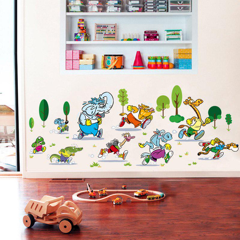 [sticker ]Animal Marathon Wall Stickers For Kids Rooms Nursery Living Room Bedroom Home Decor Child
