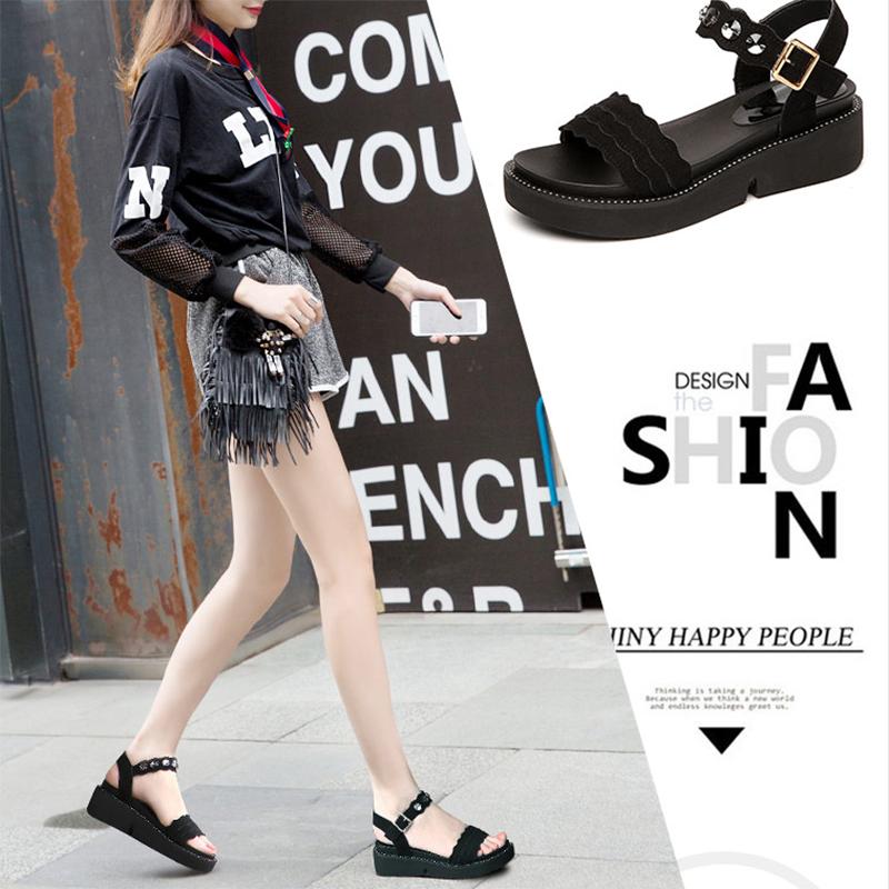Summer Bright Diamond Flat Sandals Casual Women's Sandals Platform Non-slip Wedge Sandals Flat Student Women's Shoes