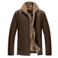 Men's Stand Collar Fur Jacket Thicken Jacket Waterproof Jacket Windproof Warm Leather Padded Jacket